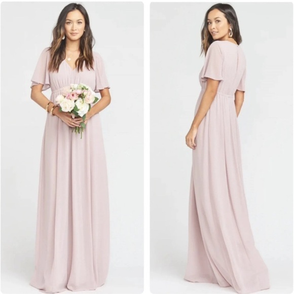 Show Me Your Mumu Emily Empire Maxi Dress in Dusty Blush Crisp Small Wedding - Picture 1 of 7